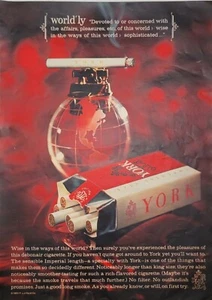 Cigarrillo York Worldly Debonair 1963 globo rojo sin filtro liso anuncio impreso de colección - Imagen 1 de 1