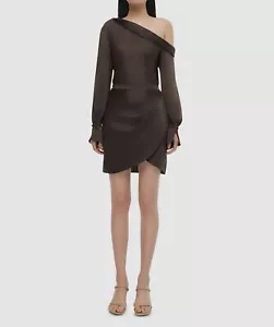 Simkhai Women's Brown Gathered One-Shoulder Long Sleeve Cameron Dress Size 0 - Picture 1 of 4
