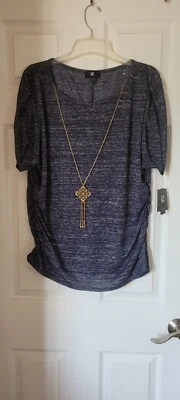 Iz Byer (Kohl's) 2XL NUEVO CON ETIQUETAS- Mujer Blusa Manga Corta Top Camisa Con Cadena, Linda Foto 1 de 4