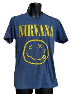 T-shirt Nirvana Smiley Face 2019 Kurt Cobain Grunge Punk muzyka niebieski rozmiar M