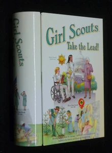 VINTAGE GIRL SCOUTS TAKE THE LEAD BOOK SHAPED TIN, METAL BOX, AWARDS HISTORY - Picture 1 of 4