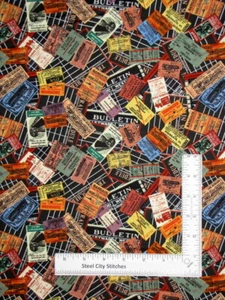 Train Tickets To Ride Stubs Fabric Express Tracks Cotton Blank Textiles Yard - Picture 1 of 1
