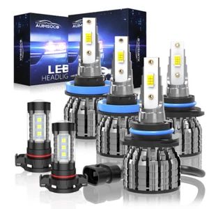 For 2007 08-2015 Chevy Silverado 1500 2500 3500 LED Headlights Hi+Lo Fog Lights - Picture 1 of 22