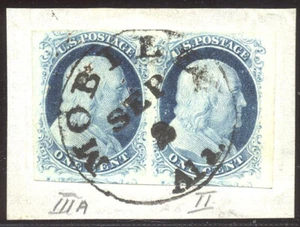 U.S. #7-8A Used PAIR w/ Cert - 1c Blue, Ty IIIA & II - Picture 1 of 1