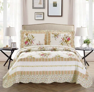 Mk Collection 3Pc King/California King Oversize Reversible Quilted Bedspread Set - Picture 1 of 12