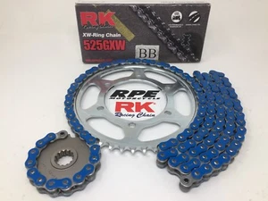 Kit de cadena y piñones de aceleración rápida azul Suzuki GSXR600 RK GXW 525 15/43 - Imagen 1 de 5