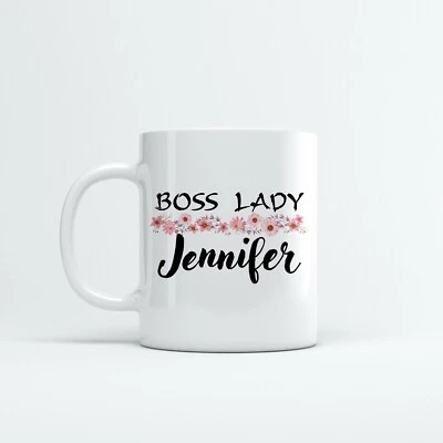 U&S CLOTHING Personalised BOSS LADY Custom Name Printed Coffee Mug Gift For Her Office Cup