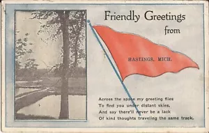 Hastings, MICHIGAN - PENNANT - 1923 - poem - Picture 1 of 2