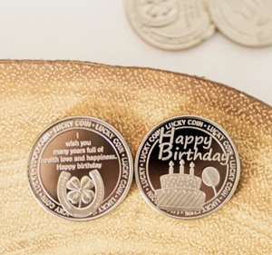 Birthday Lucky Coin Engraved Message Keepsake Gift Charm Sentimental Silver Coin - Picture 1 of 24