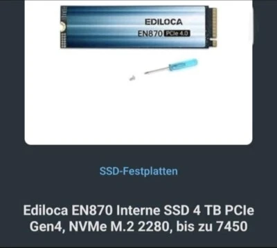 Ediloca 4TB SSD PCie 4.0 NVMe M.2 Neu