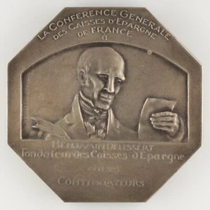 Médaille Benjamin Delessert -Fondateur des Caisses d'Épargne - par René Grégoire - Imagen 1 de 2