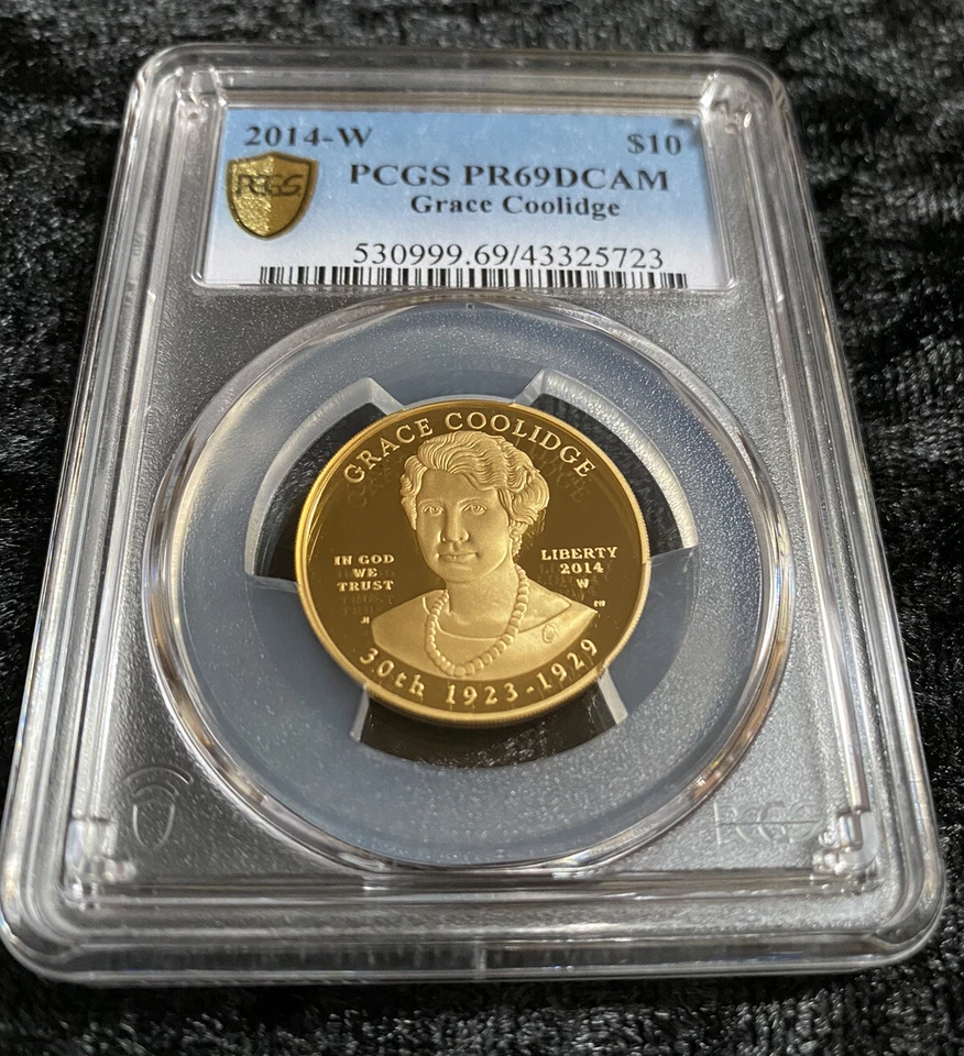 2014-W Grace Coolidge FIRST SPOUSE $10 GOLD PCGS PR69 DCAM - Image 1 of 4