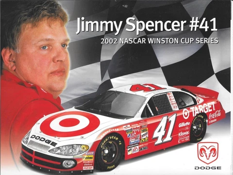 2002 JIMMY SPENCER #41 TARGET DODGE WINSTON CUP NASCARE POSTCARD Cover