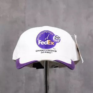 Vintage 1990's Cart Deadstock BNWT Fedex Champion Strapback White Hat - Picture 1 of 4