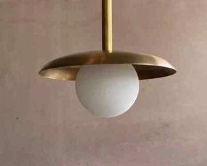 Aged Brass Pendant Light • The Pearl Pendant • Petite Pendant Light - Picture 1 of 6
