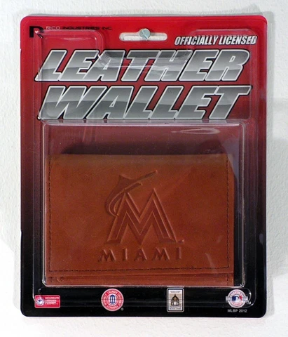 Miami Florida Marlins Embossed Leather Trifold Wallet Cover