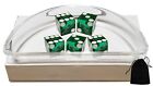 Peppermill Reno Casino Green Polished Craps Dice + Acrylic Boat + Pouch