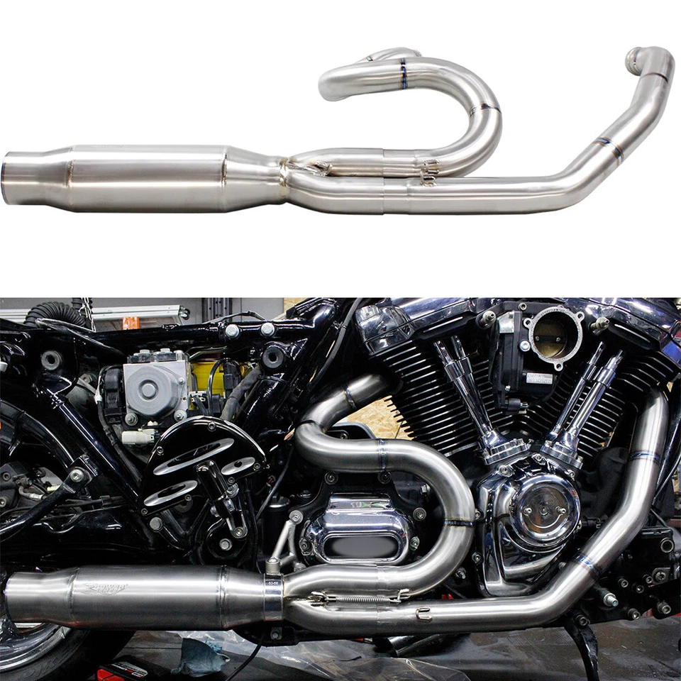 Titanium 2 into 1 Exhaust Pipe for Harley 09-16 Road Street Glide FLHT FLHR FLHX — 第 1/4 张图片