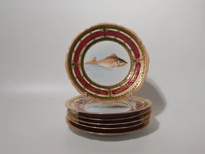 ANTICO IMPORTANTE SET 6 PIATTI PESCE STILE PORCELLANA IMPERIALE VIENNA AUSTRIA - Foto 1 di 6