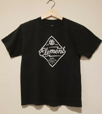 ELEMENT Skateboards Solid Black Cotton T-Shirt Kids Unisex Size M White Graphic - Image 1 of 3