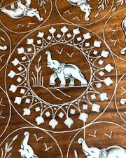 anglo indian inlaid table hardwood table vintage table Glass Top Hoshiarpur Type