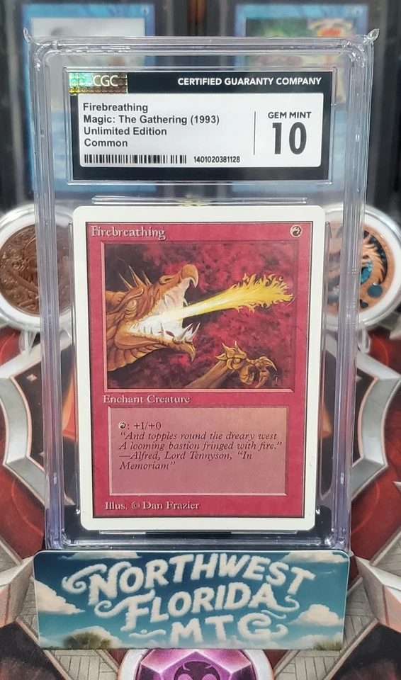 Graded MTG Card - CGC Gem Mint 10 - Unlimited - Firebreathing - Image 1 of 1