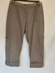 Chico's Damen Khaki Stretch Capri oder Regular Hose, Größe 2,5L / 14 Cargotaschen - Bild 1 von 13