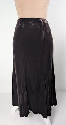 Vintage Jones New York Chocolate Brown Velvet Midi Skirt Flared Country Estate  - Image 1 of 4
