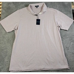 Polo PETER MILLAR Crown artigianale sartoriale a righe viola bianca uomo XL - Foto 1 di 6