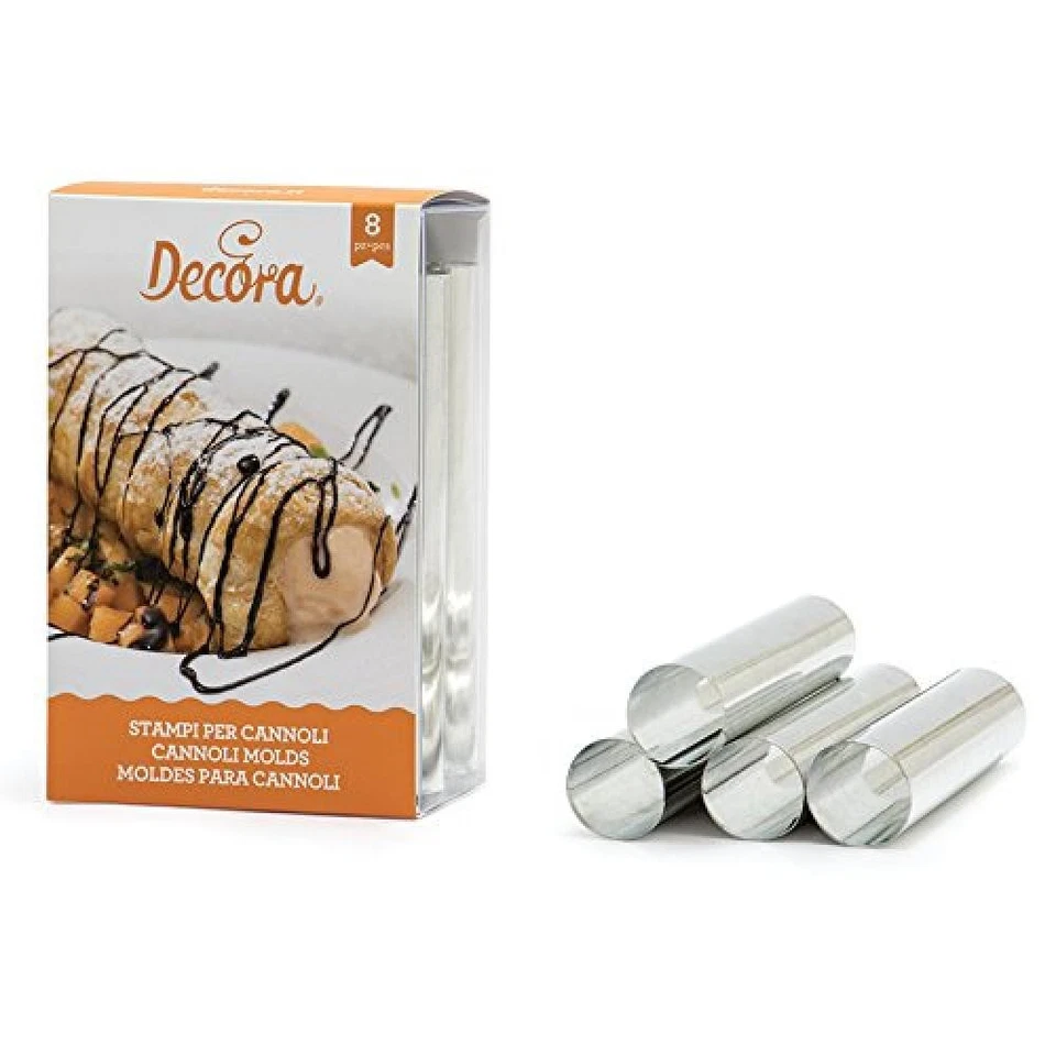Decora Confezione Cannoli Normali, Alluminio, Argento, 2 x 12 cm, 8 Pezzi - NUOV - Immagine 1 di 1