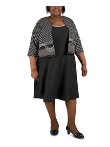 SIGNATURE Womens Gray Stretch Polka Dot Wear To Work Jacket Plus 1X - Picture 1 of 6