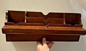 UNUSUAL VINTAGE MAIL LETTER RACK HANDCRAFTED WOOD ORGANIZER PENCIL HOLDER WALL - Picture 1 of 14