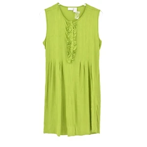 Vintage Y2k NEWPORT NEWS Dress Womens Sz L Lime Green Mini Sleeveless Ruffle - Picture 1 of 8