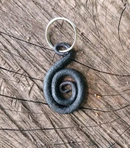 Hand Forged Iron Spiral Keychain Keyring Pendant Charm Great Gift Idea USA Made - Picture 1 of 6