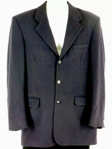Sz 40 R FIORAVANTI COUTURE Navy Blue Cashmere Blazer Jacket Pockets Collar Lined - Picture 1 of 3