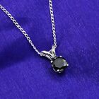 1.50Ct Round Cut Lab Created Black Diamod Solitaire Pendant 14K White Gold Over