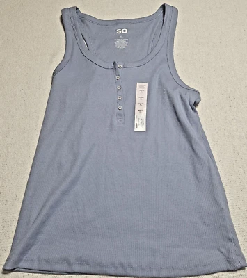 Cami para mujer Sonoma Goods For Life Fairness azul botón cuello redondo XL Foto 1 de 2