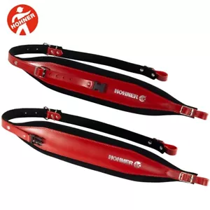 Hohner ACC21 X-Large RED/BLACK 44" Leather Accordion Strap - Red Made In Italy - Picture 1 of 3