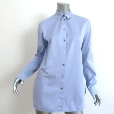 T by Alexander Wang Embroidered-Logo Button Down Shirt Blue Cotton Size Small - Image 1 of 4
