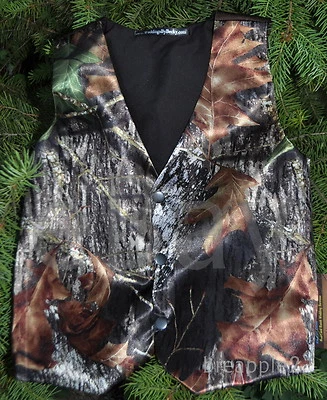 NEW SATIN Camo MAN'S budget Wedding Vest- Sizes-S,M,L,XL,2X,3X  - Image 1 of 4