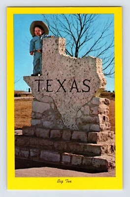 Postcard Texas TX State Line Marker Little Coyboy 1960s Unposted Chrome - Image 1 of 2