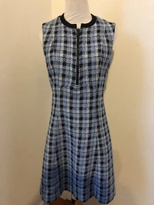 DEREK LAM NEW YORK Dress Boucle Style Sheath Bodycon Midi Check Plaid - Picture 1 of 7