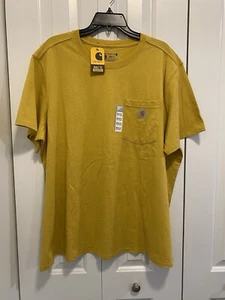 Carhartt Shirt Women 2X Loose Fit Mustard Color Short Sleeve Crew Neck New!!! - Picture 1 of 5