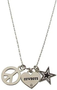 NFL Dallas Cowboys Peace Love 18" Necklace Logo Charm Pendant - Picture 1 of 1