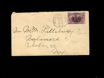 USA Ballston Spa DPO Fancy Cancel M or Wedge 1894 Columbus Backstamped Cover 9i - Image 1 of 3