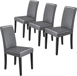 Dining Chairs Set of 4 Faux Leather High Back Kitchen Chair Upholstered Armless - Picture 1 of 10