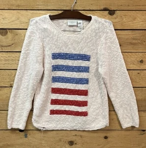 Vintage Liz Claiborne Knit Sweater Women's Medium USA Striped Long Sleeve - Picture 1 of 11