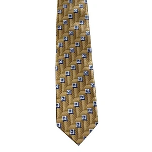 NWT Jos a Bank Gold & Blue Geometric Print Tie Necktie - Picture 1 of 3