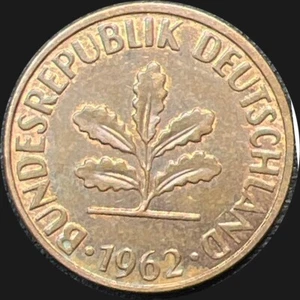 1962 German 2 Pfennig non-magnetic 1950-1969 Bronze Low Circulation KM#106 C549 - Picture 1 of 2