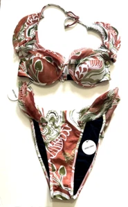 ANDREA IYAMAH SALAMA Set Ruffle Mushrooms Print Bikini High Rise Bottom M (6-8) - Picture 1 of 21